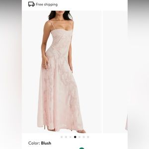 House of CB pink floral dress blush lace up